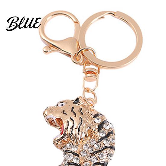 Multi-functional Keychain Pendant Sparkling Rhinestones Zodiac Tiger Shape Charm Key