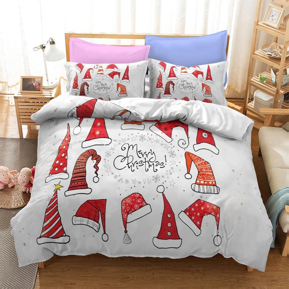 Christmas Series Bedding Three-Piece Home Textile Kit Digital Printing Production