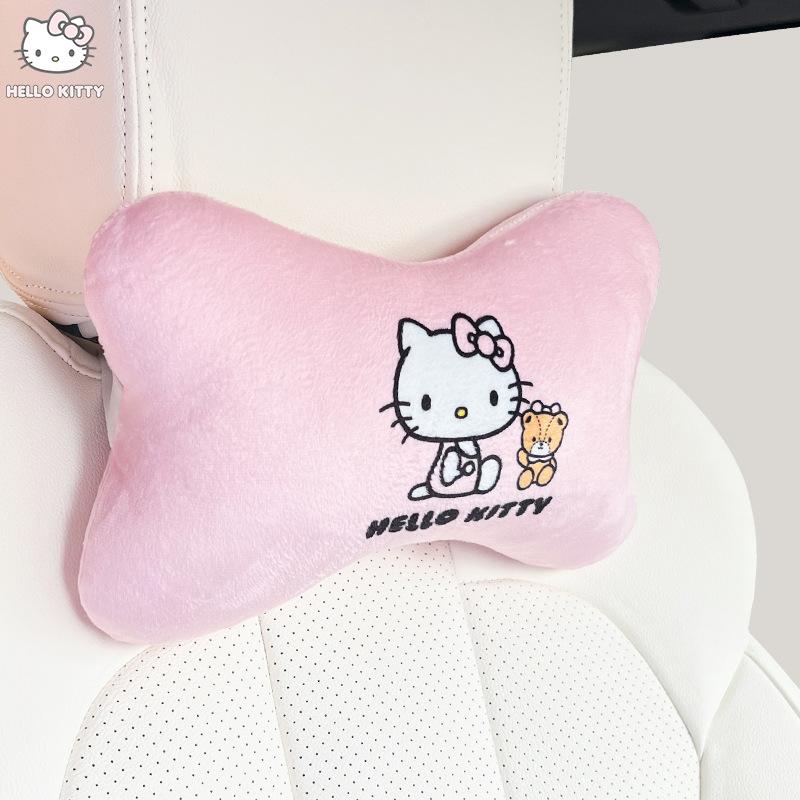 Hello Kitty Car Neck Pillow Cartoon Car Headrest Pillow Car Accessories Interior Woman Kawaii Seat Pillow