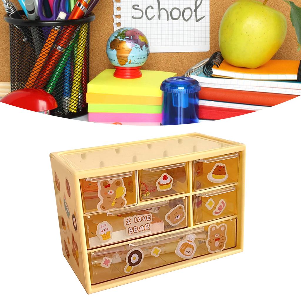 Desk Organizer with 6 Drawers Plastic Stackable 3 Tier Desktop Stationary Storage Box for Home Dorm