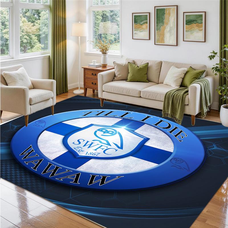 Sheffield Wednesday Design Crystal Velvet Rug Soft Decorative Mat for Bedroom Entrance