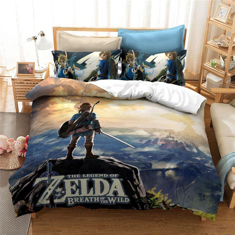 The Legend Of Zelda Colorful Cartoon Bedding Set Queen King Size Soft Material Patterned