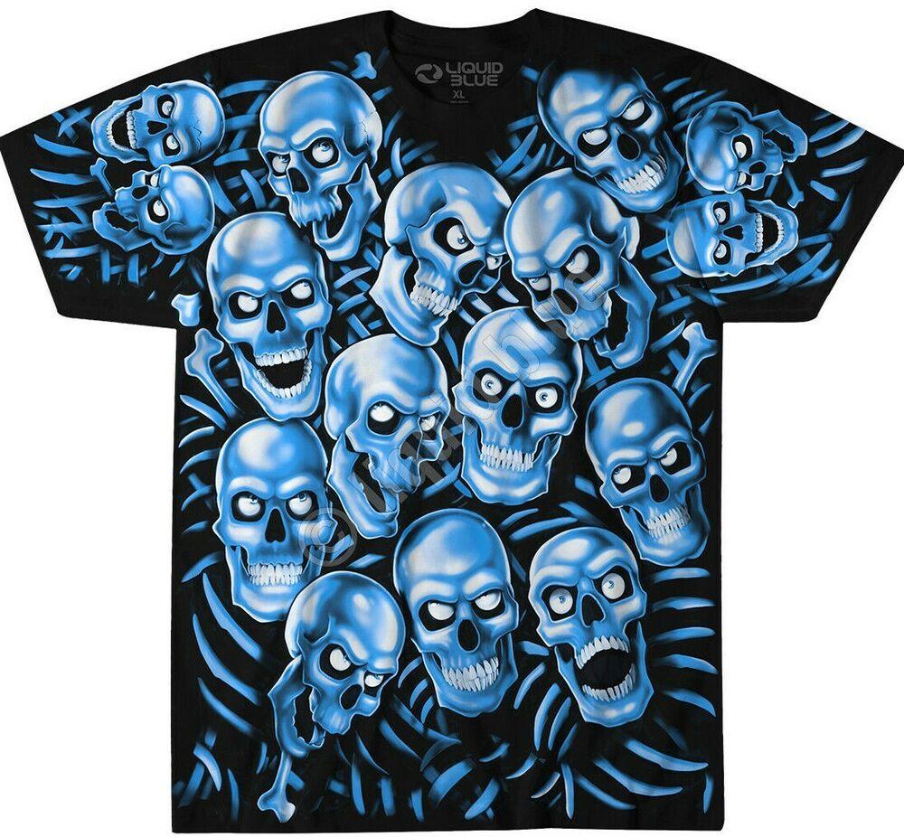 

Футболка унисекс с кучей синих черепов Juicy J Three Mafia Stay Fly Travis Scott