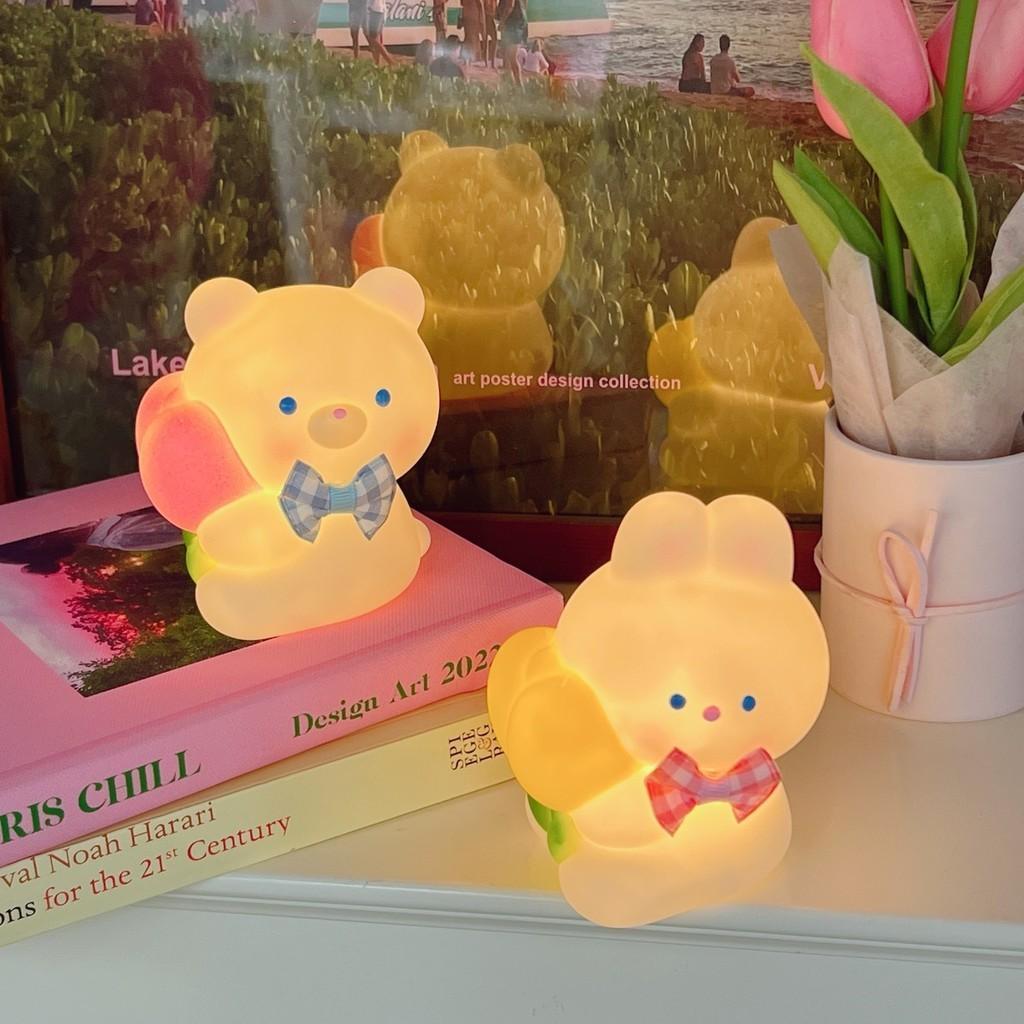 Warm Lamp Night Light Battery Powered Cartoon Cute Rabbit And Bear Shaped