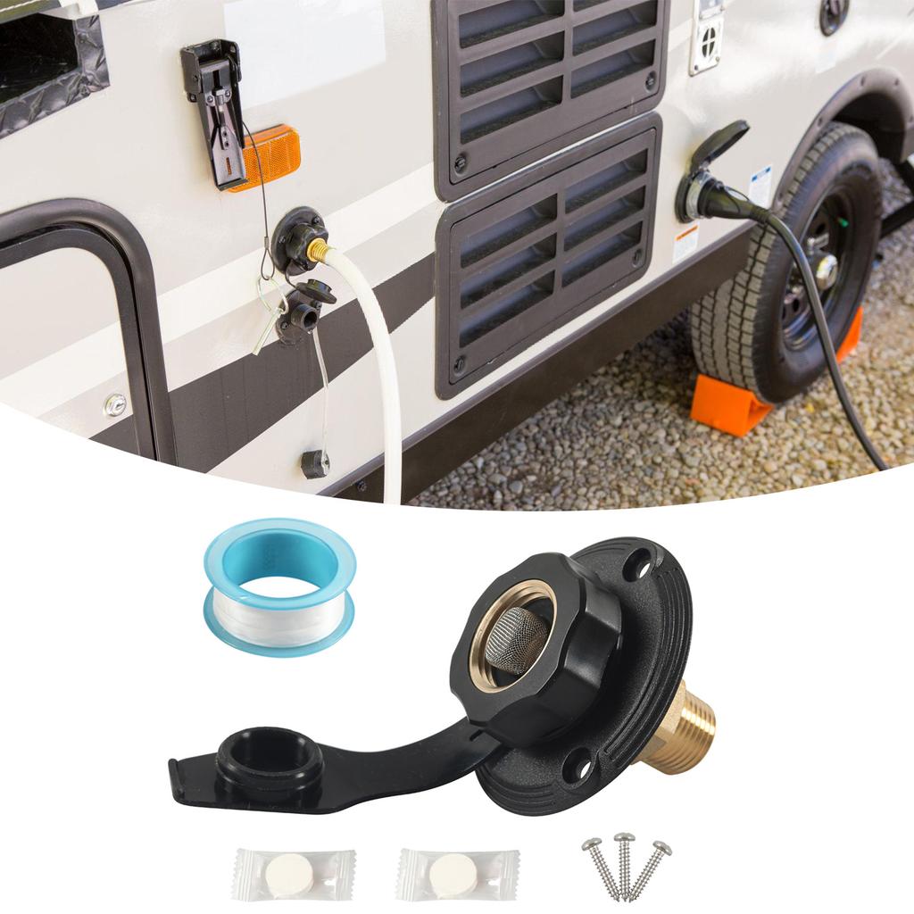Leak Resistant Motorhomes Trailer City Water Inlet Flange With Brass Valves Secure Connection Fit for Hasslefree Filling