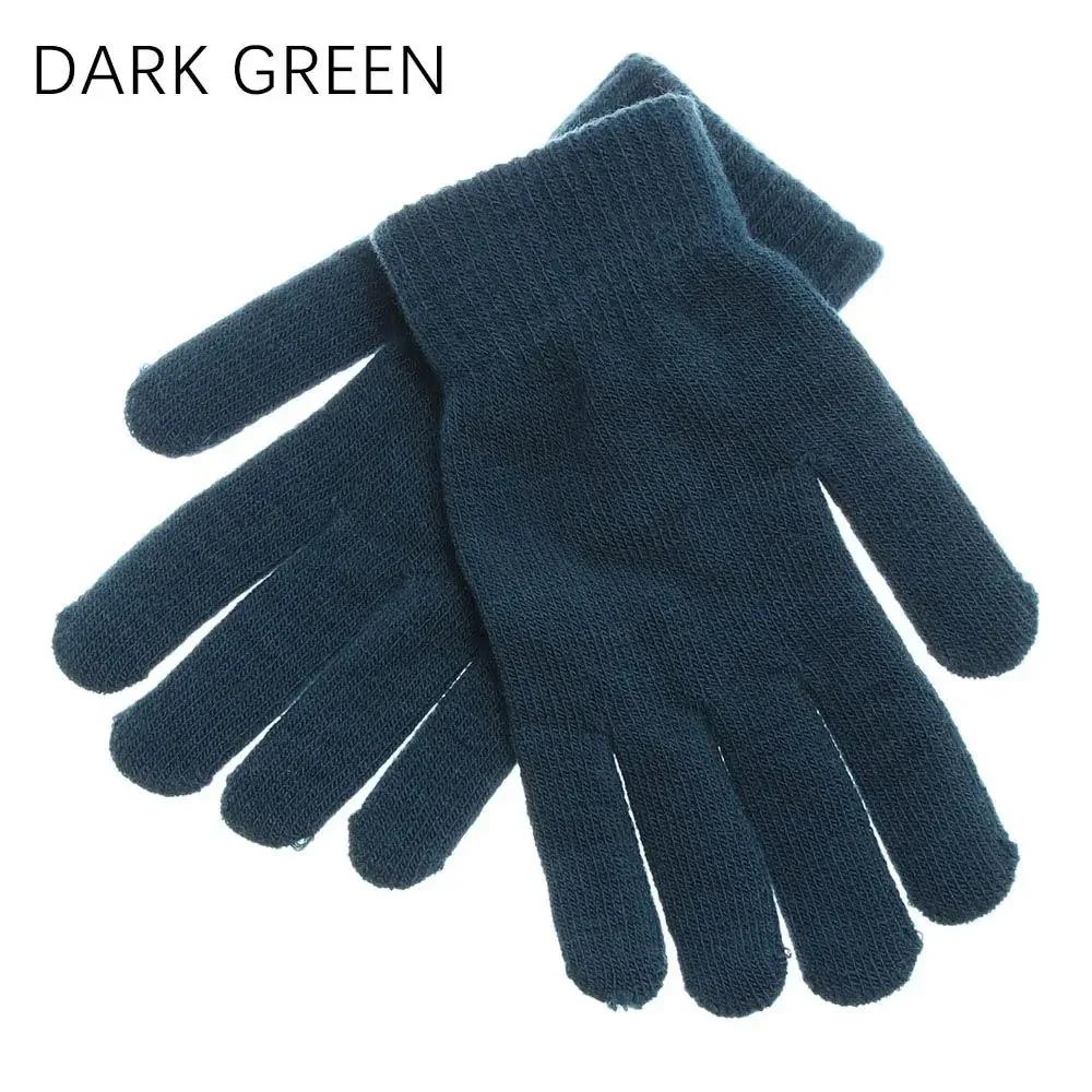 Unisex Winter Ribbed Knitted Full Fingered Gloves Basic Thicken  Lining Mittens Magic Thermal Wrist Warmer Women Men