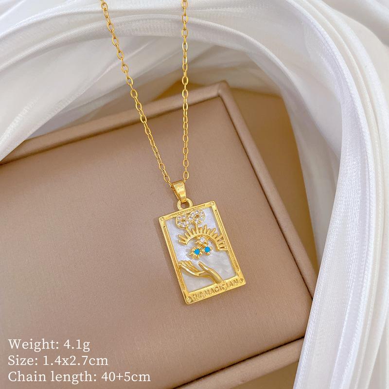 Multi-Element Style Copper Micro-Inlaid Necklace Combination Female Real Gold Electroplated Exquisite Collarbone Chain