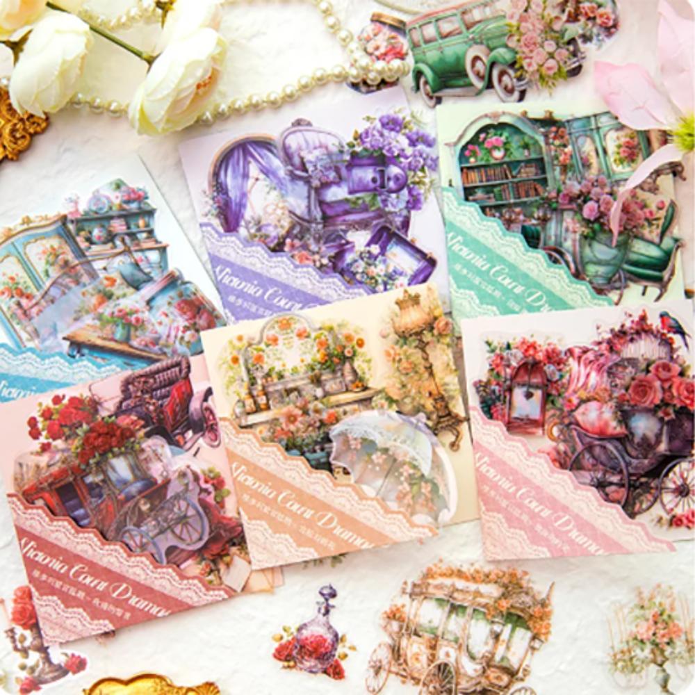 6Styles each20pcs Colorful Stickers Vintage Vintage Stickers Floral Stickers  Journal