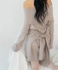 ZIZEMUSEUM Off Shoulder Tied Top (Mocha)
