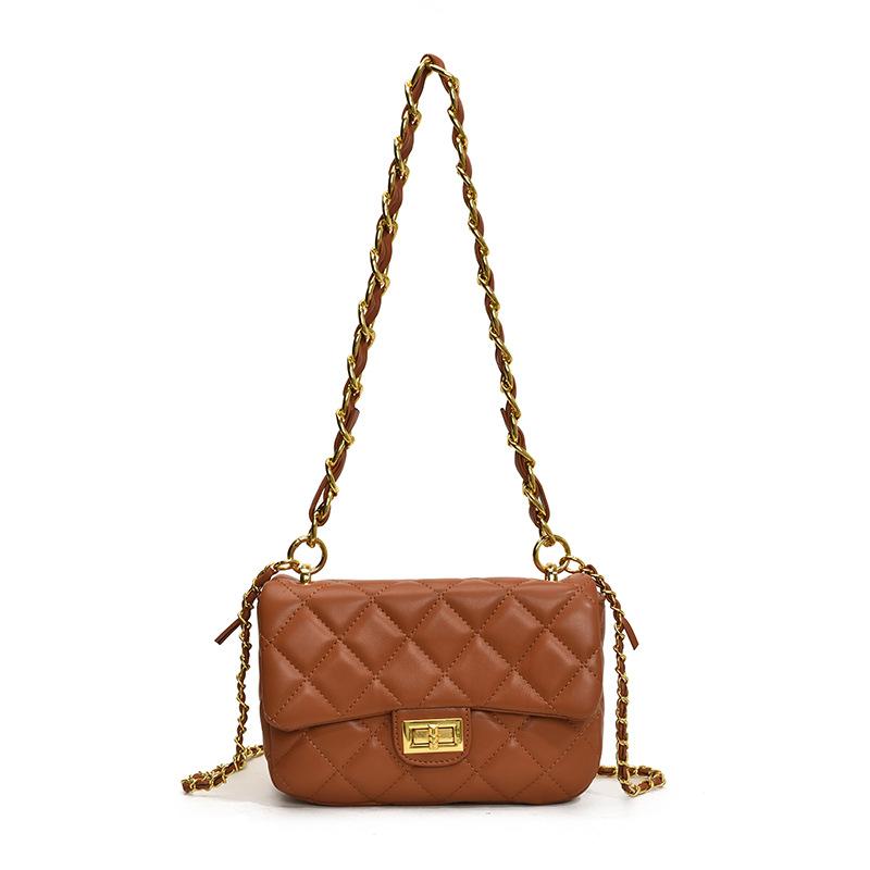 Rhombus embroidery thread small bag 2025 spring and summer new women's bag popular chain messenger bag shoulder small square bag