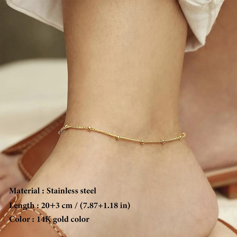 SUNIBI Fashionable Stainless Steel Minimalist Bead Decor Anklet Chain For Women