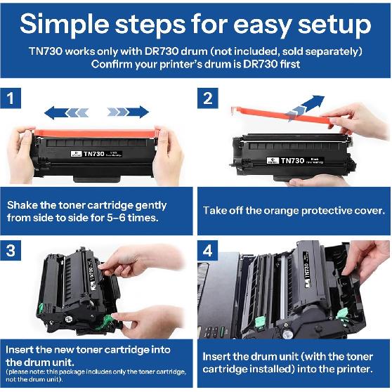 TN730 TN-730 Toner Cartridge Black Replacement for Brother TN730 TN-730 TN 730 MFC-L2710DW MFC-L2750DW HL-L2350DW HL-L2370DW HL-L2395DW HL-L2390DW