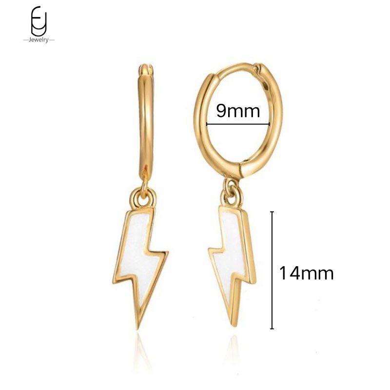 925 Silver Needle Vintage Gold Earrings for women Fashion Lightning Pendant Hoop Earrings Wedding High Luxury Jewelry
