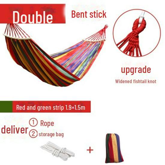 Hängemattenschaukel aus Segeltuch für den Außenbereich, Einzel-/Doppelhängematte, Überrollschutz, Polyester-Baumwolle, Farbstreifen-Design