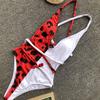 Luxurious Leopard One Piece Bikini Bathing Patchwork Padded Deep V Bandage Halter Swimsuit
