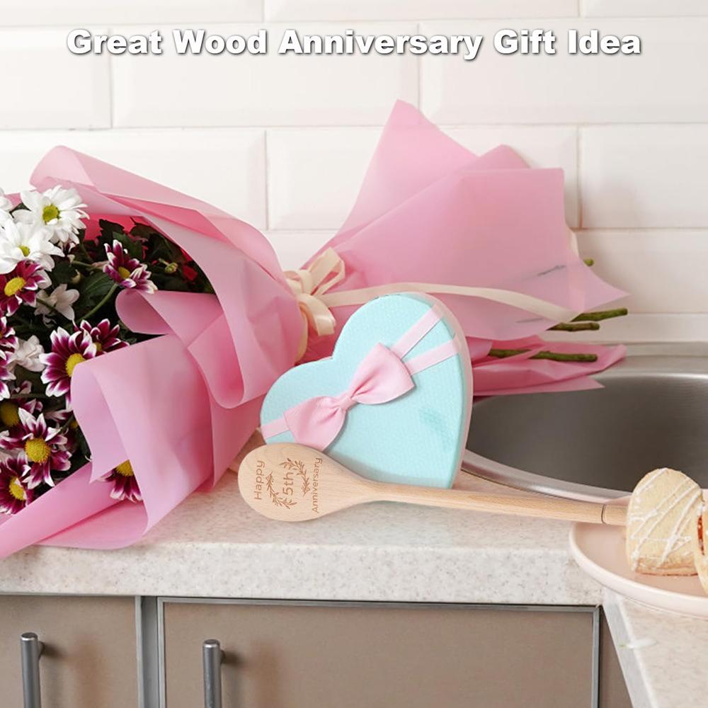 Custom Wooden Spoon 5 Year Anniversary Wood Gift Happy 1th 10th 20th 30th 40th 50th Wedding Anniversary Baking Cooking Supplies