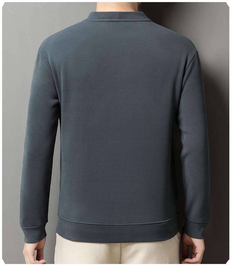 Men's Fleece-Lined Stand Collar Sweatshirt - Stylish, Warm Base Layer for Autumn/Winter