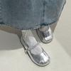 Popular silver retro inner height increase flat bottom shallow mouth single shoes women's summer 2025 new versatile skirt Mary Jane shoes