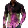 Camisas de manga larga con estampado de relámpagos para hombre, cárdigan informal, nuevas camisas de moda con botones para las fiestas