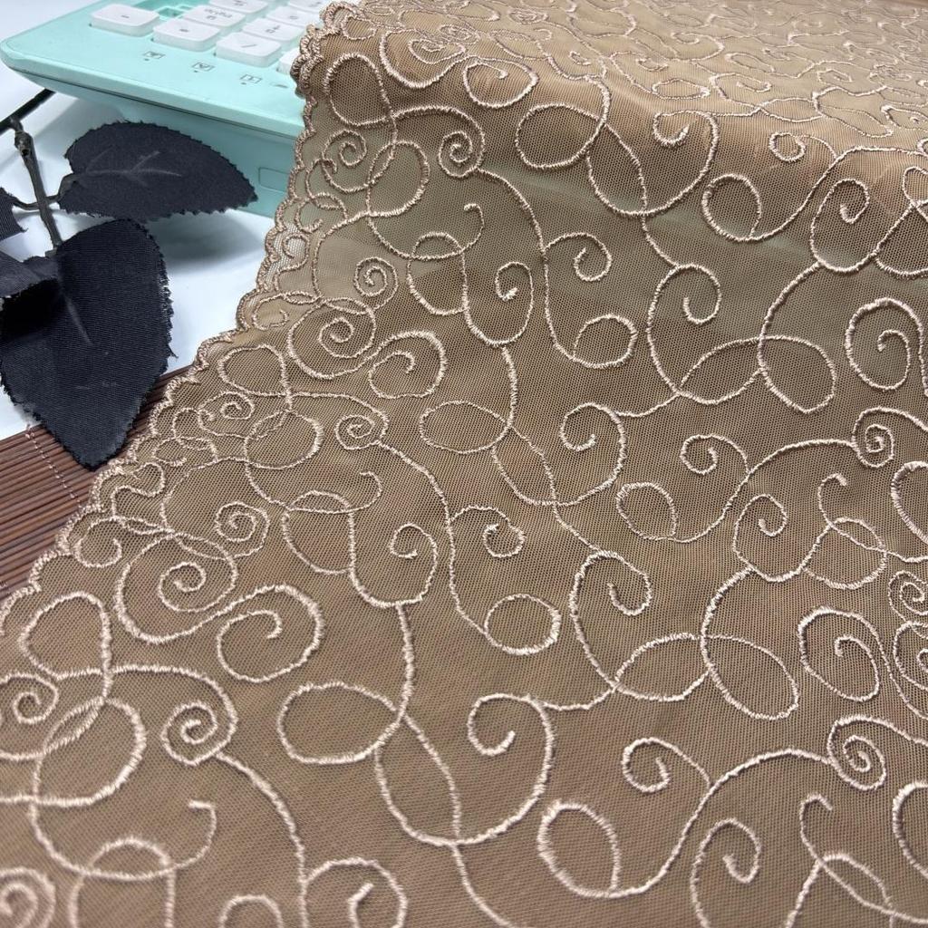 1m x 21.5cm Stretchy Embroidery Tulle Lace, Embroidered Net Sewing Fabric Lace for Dress, Lingerie, Bra, Underwear, Garment