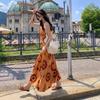 Travel Wear Seaside Vacation Style Print V-neck Dress Women 2026 Summer New Bohemian Beach Dress