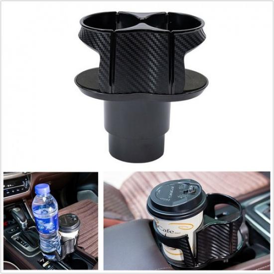 Carbon Fiber Pattern Car Cup Holder Drinking Bottle Holder Stowing Tidying Box