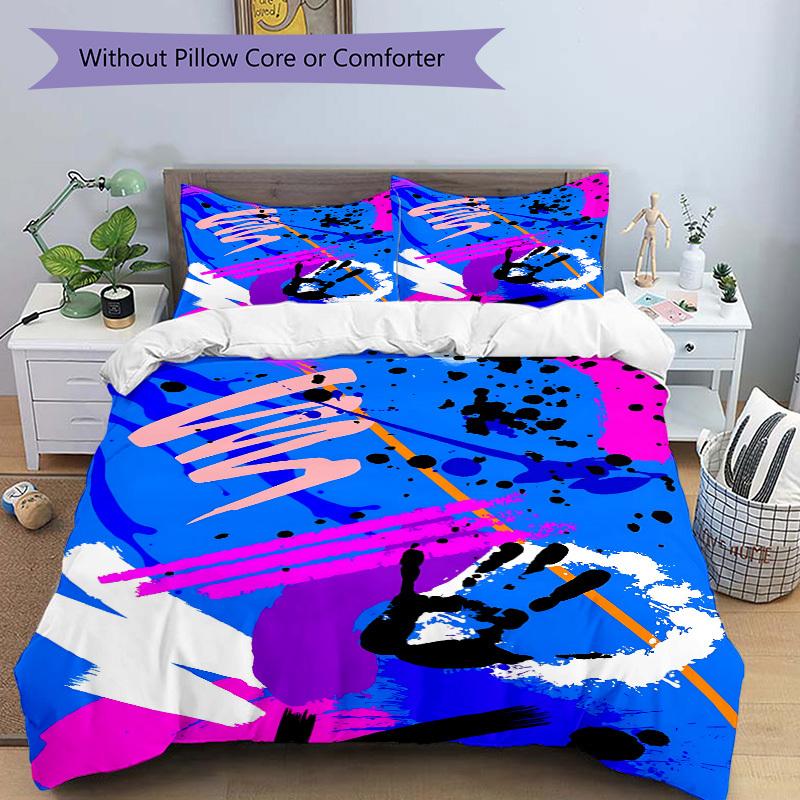 3Pcs Abstract Art Prin Printed Bedding Set, Breathable And Soft, Machine Washable, Christmas Gift, Suitable for Bedroom Decoration, 15156
