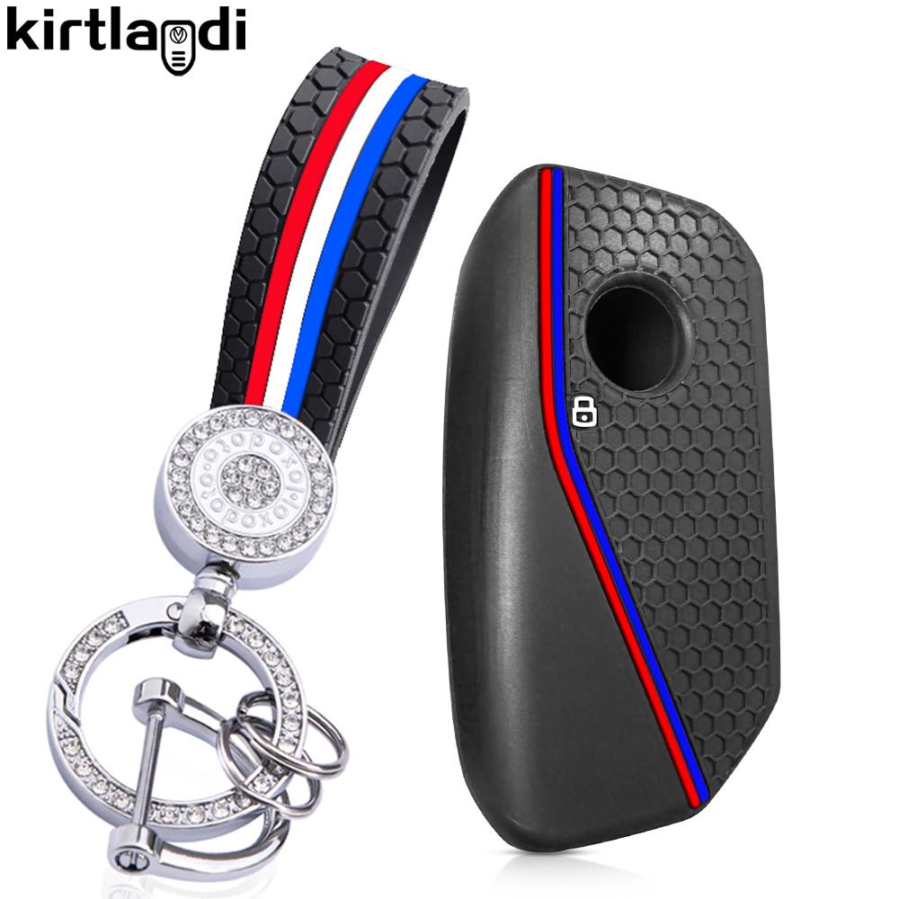 Silicone Holder Key Cover Accsesories For BMW X1 U11 Series 7 735i 740Li X7 I7 G07 LCI XM X1 2024 U 11 Car Key Case Keychain