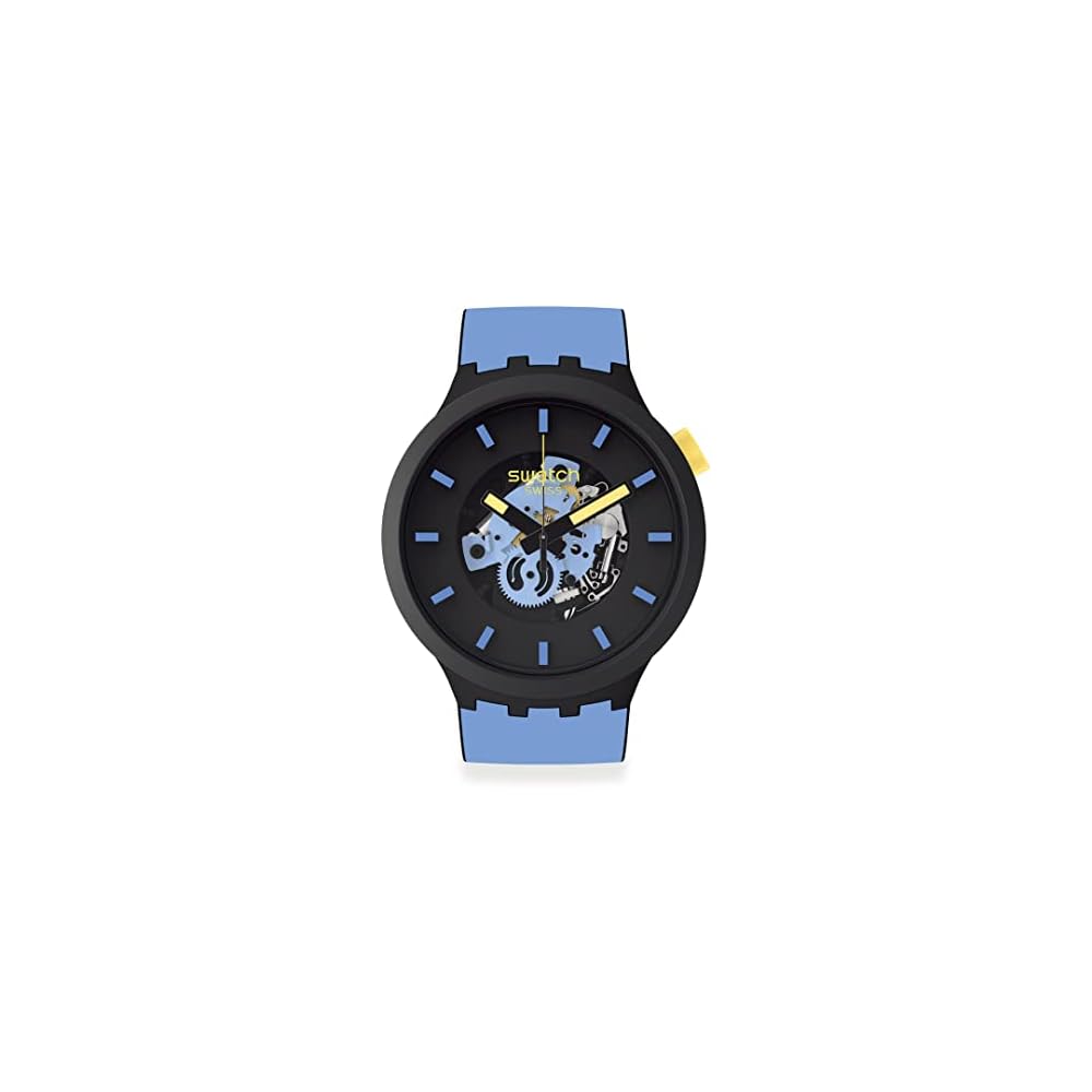 Swatch Travel by Day Big Bold Watch SB03B108 Black Dial Stainless Steel Strap Men s Timepiece