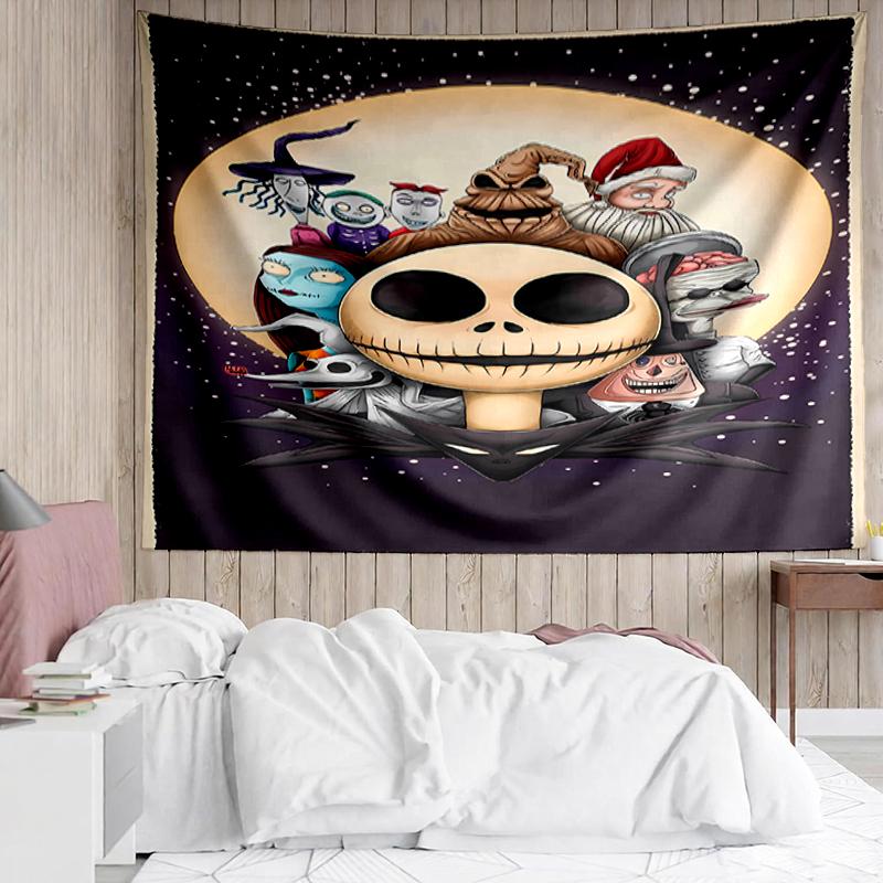 The-Nightmare-Before-Christmas Print Tapestry, Backdrop, Easy Setup, Ideal for Bedroom, Office & Living Room, with Aesthetic Wall Hanging Decor.