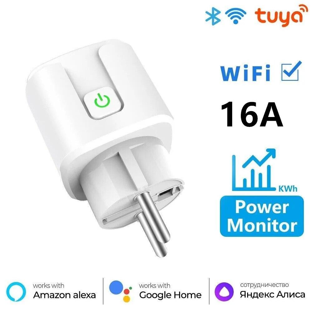 

Smart Plug WiFi EU Socket 16A 20A Power Monitor Timing for Alexa Google Home Tuya APP Дистанційне керування Розетка Голосове керування EU Plug