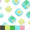 European and American short glossy foot nails, small and fresh summer beach coconut tree flower design, wearing nail pads
