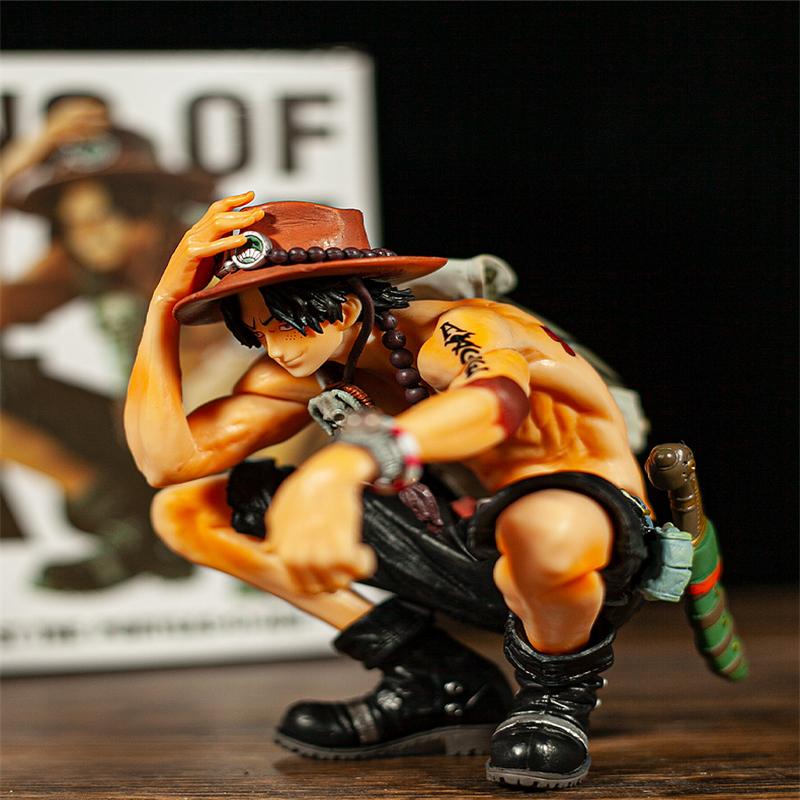 One Piece Actionfigur Squat Haltung Ace PVC Modell Statue Sammlung Puppen Kinderspielzeug Geburtstagsgeschenk Dekoration