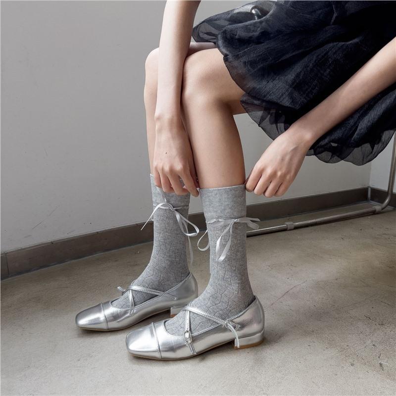 

Сладкая девушка в стиле балета с белыми носками с завязками-бантами для женского лета, тонкие сетчатые дышащие махровые носки 1 pair серый