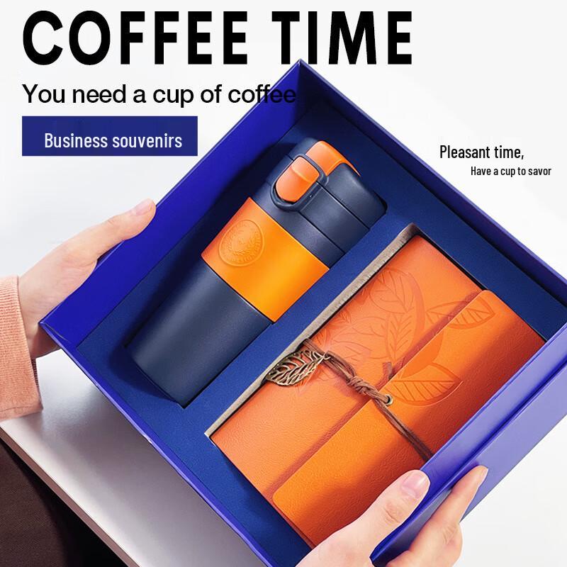 Hermes Orange 316 SS Insulated Cup & Travel Notebook Set