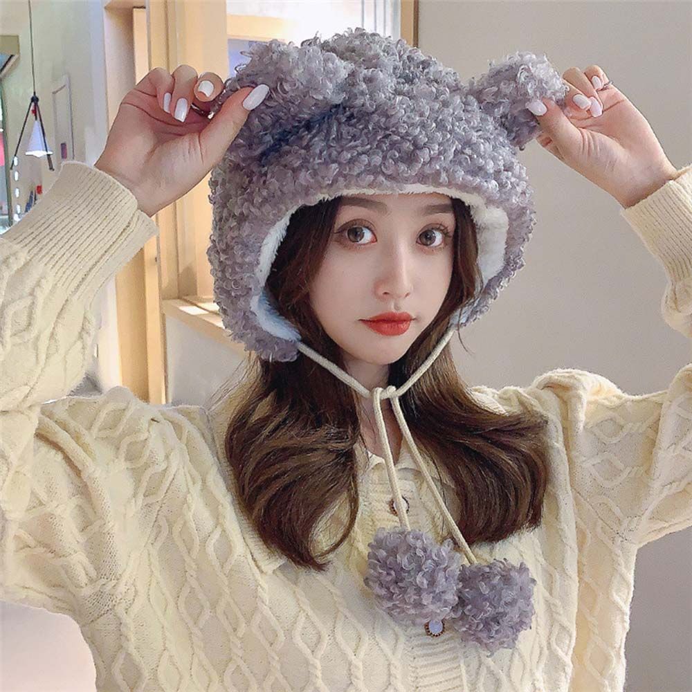 Caldo caldo caldo antivento inverno all'aperto Lambswool Bomber Cappelli  Berretti Cappello Cappello Cappello Peluche Orso Orecchie Cappello acquista  in modo economico — spedizione gratuita, recensioni reali con foto — Joom
