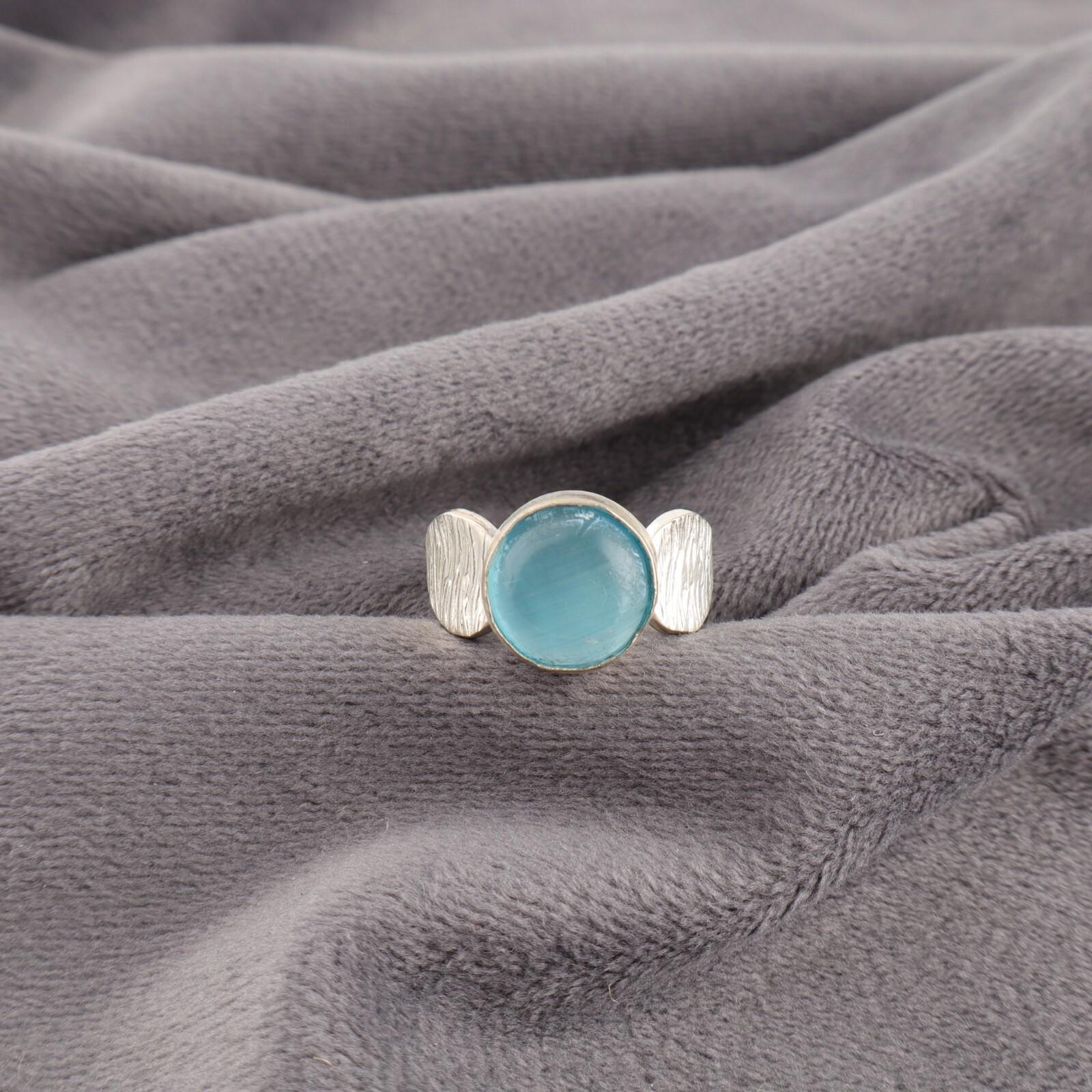 

Драгоценный камень «Кошачий глаз» синего цвета, ювелирное изделие из стерлингового серебра 925 пробы, кольцо ручной работы ко Дню матери RR-1-40 13