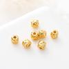 10pcs/lot 14K 18K Gold Plated Spacer Bead Beading Striped Cut Irregular Round Beads Necklace For DIY Jewelry Making Accessories
