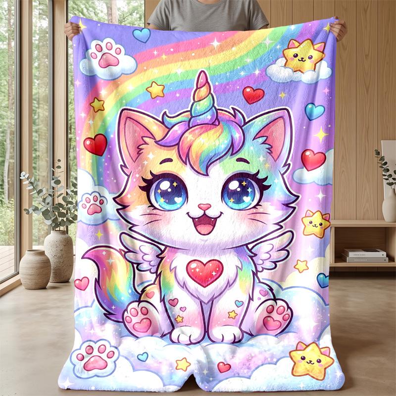 Rainbow Unicorn Fantasy Theme blanket Lightweight Warm Flannel Blanket Decorative Throw Blanket for Home Decoration