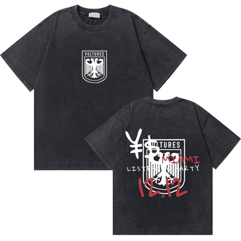 Washed Vintage Rapper Kanye West Graduation Bear Graphic T Shirt Men Pure Cotton Tshirt Mens Hip Hop Fashion Oversized Tshirt