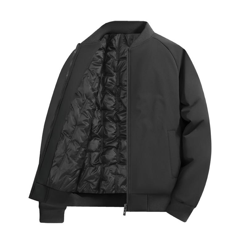 Men's Cotton Stand Collar Winter Jacket - Casual Loose Fit, Solid Color, Zip-up, Padded, Thick Plus Size Outerwear.