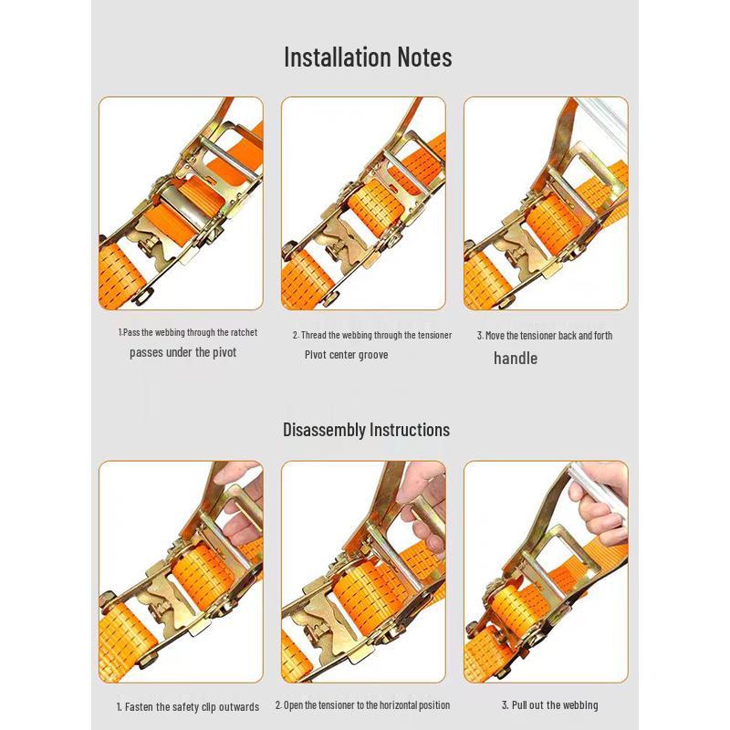 Heavy-Duty Ratchet Lashing Strap Set