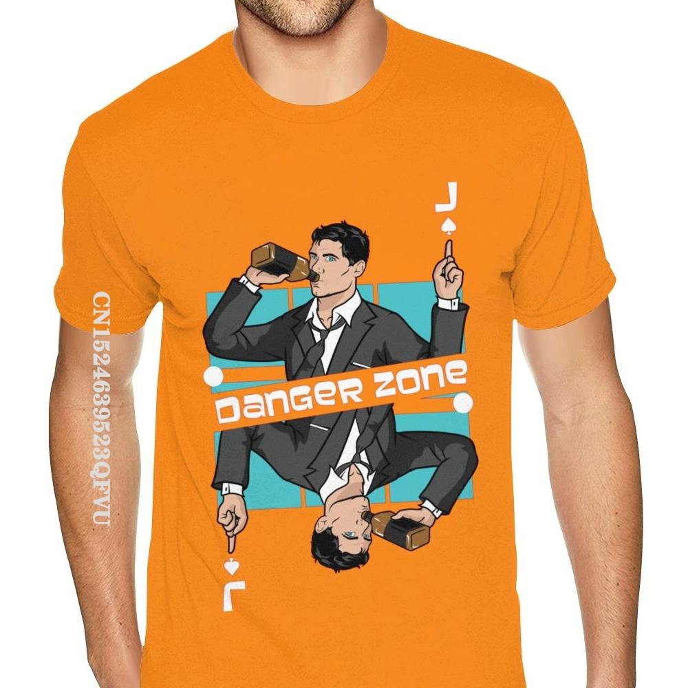 Hot Sale Archer The Danger Zone Shirt Custom Cotton Oversized Anime Tshirt Men For Men's Graphic Black Tees Shirt England Style