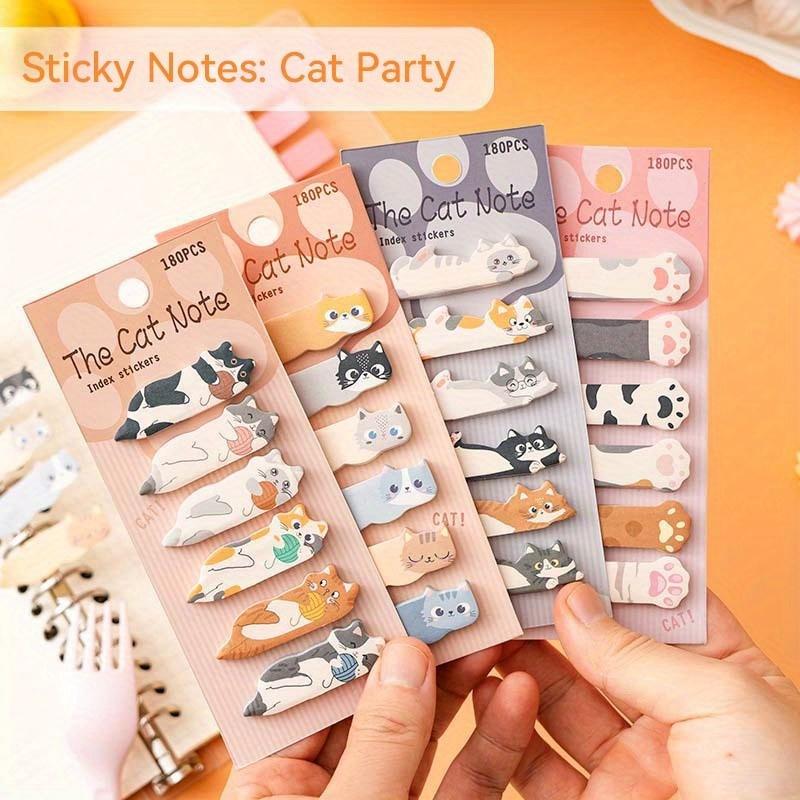 [Kawaii Stationery Supplies] Cute Cartoon Cat Shape Sticky Notes Mini Sticky Notes Set for Office, School, Journaling - Unique Bookmark Index Tabs