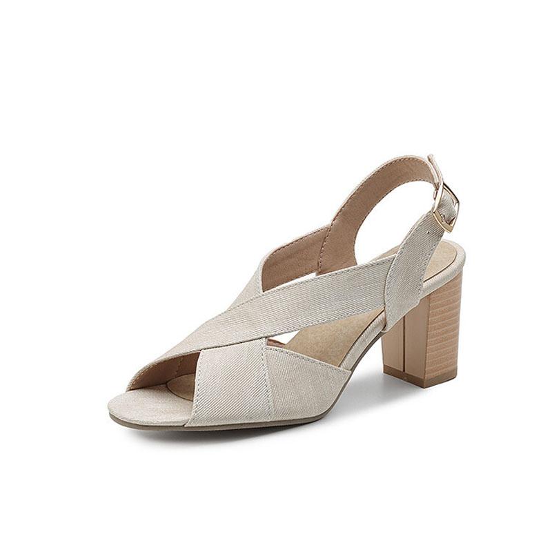 

Shoes for Women 2025 New Summer Open Toe Women s High Heels Slingback Sandals 7.5 cm Thick Heels Sandalias Mujer WSH5257 34