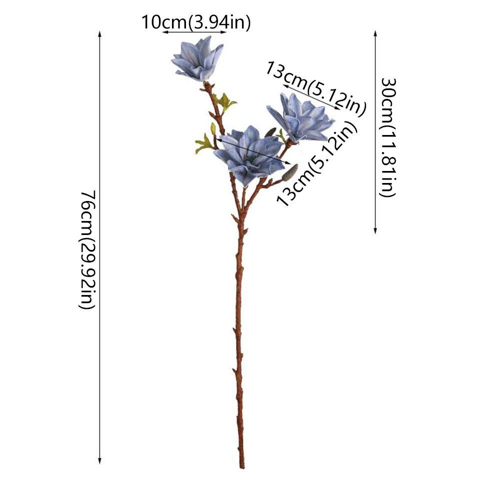Floral Art Simulation Big Magnolia 3 Heads Artificial Orchid Flowers  Outdoor Garden Decor