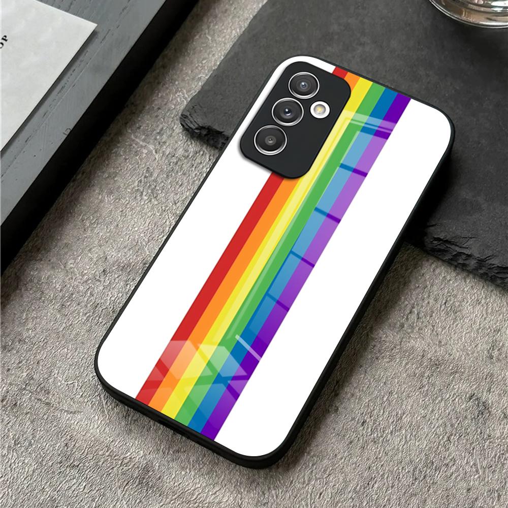 Colorful Rainbow Stripe Phone Case For S25 Ultra Samsung S26 S23 S24 Plus S22 S20 S21 Fe A54 A34 A53 A16 Glass Cover