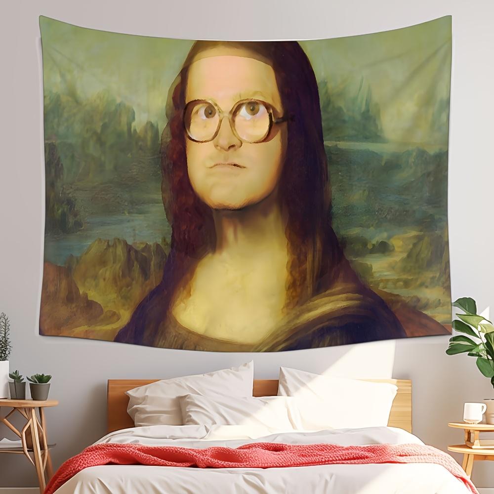 VIKAMA Humorvolles Meme Wandteppich Mona Lisa Wandbehang für Jugendherberge Schlafraum Schlafzimmer Wohnzimmer Dekor