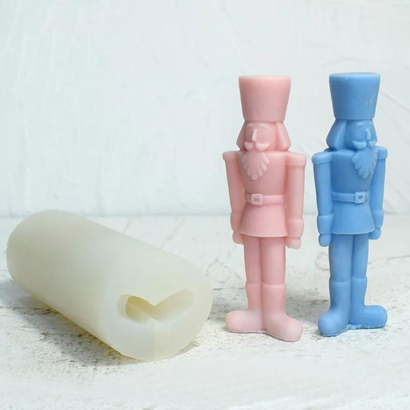 3D Nutcracker Silicone Candle Mold Christmas Decor Silicone Mold DIY Dinner Soy Wax Silicone Mould Christmas Scented Ornaments