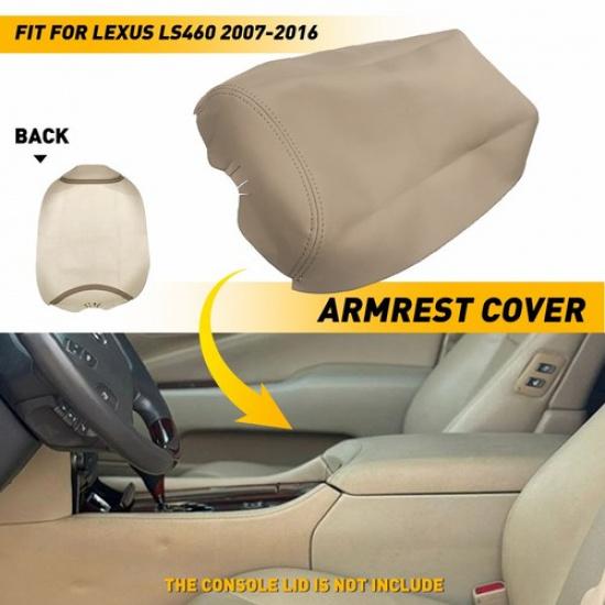 Beige Leather Center Console Lid Armrest Cover Skin for Lexus LS460 2007-2016 EA